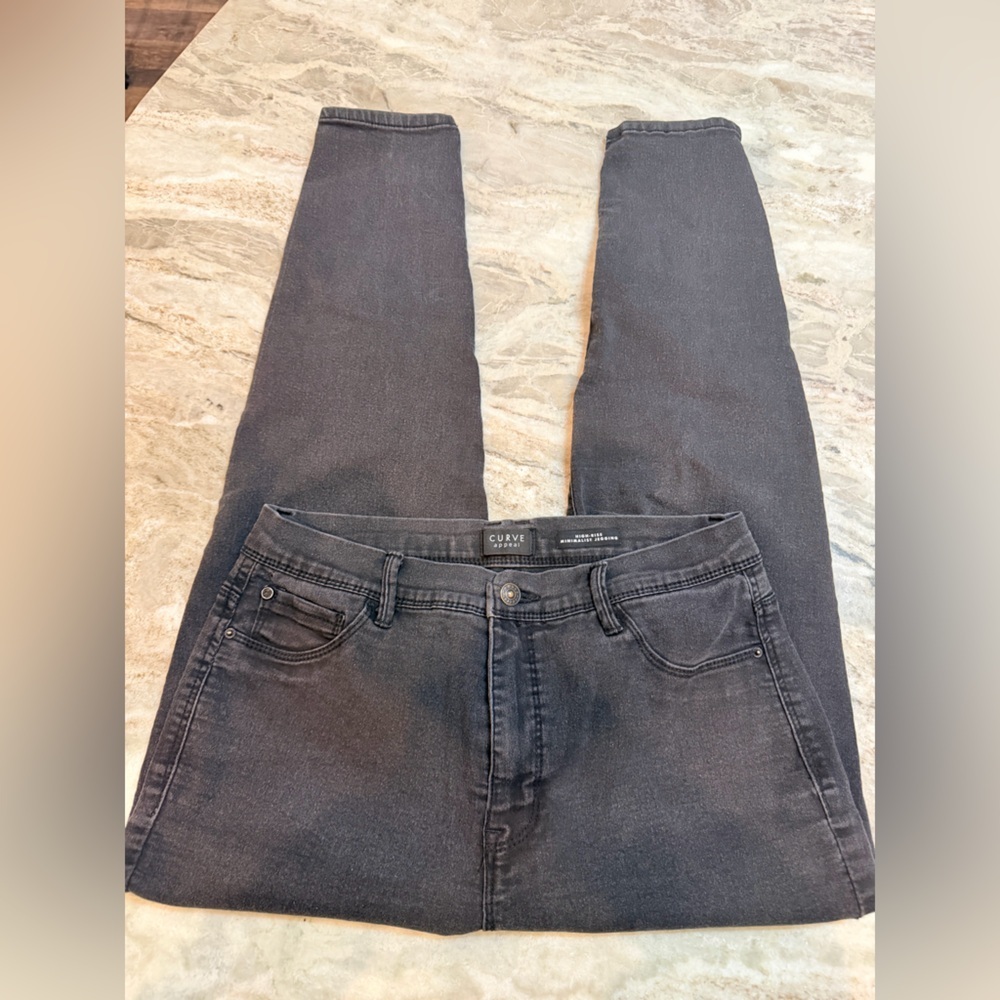 Curve Appeal High Rise Minimalist Legging Jeans Black Gray Skinny Stretch 12